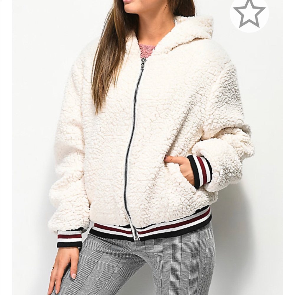 Angel Kiss Los Angeles fuzzy Sherpa lined jacket